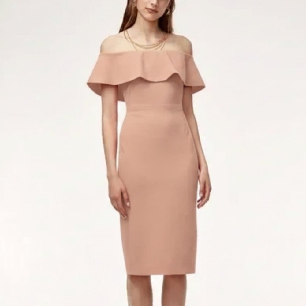 🇺🇸Sz S Lock & Key Off Shoulder Dusty Rose Pink Dress similar to Babaton Ruslan